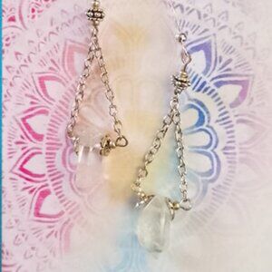 TINY QUARTZ POINTS EARRINGS, SILVERY ACCENTS